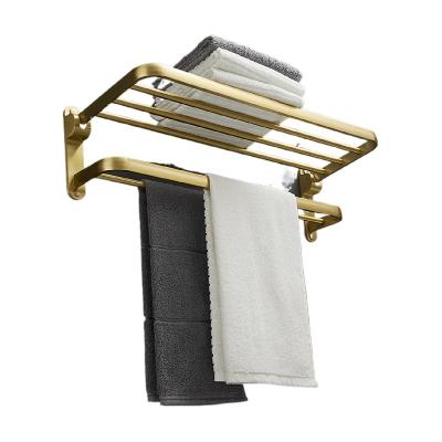 China With Hook Modern Space Aluminum Bathroom Accessories Set Wall Mounted Square Gold Bathroom Set for sale