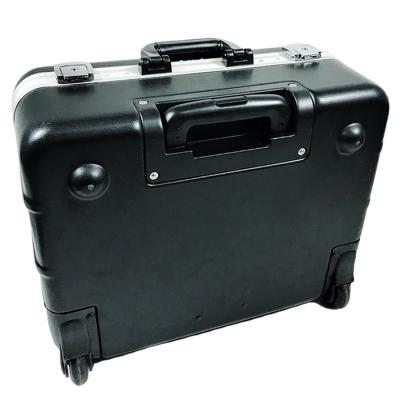 China Original Aluminum+ABS Aluminum ABS Safety Tool Suitcase Plastic Box with Wheels and Foam Inserts for sale