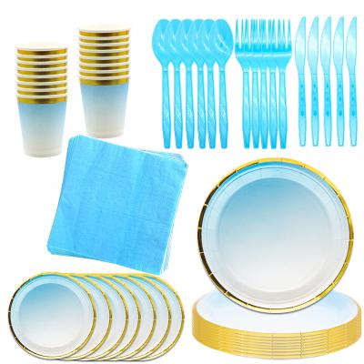 China Custom Disposable Paper Party Tableware Set Party Eco Friendly Dinnerware Set for sale