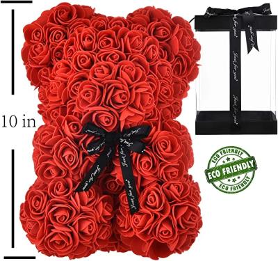 China Gift for Birthdays / Valentine's Day Birthdays My Moon Pie 25cm DIY Bear Artificial Flower Teddy Bear Foam Rose Bear With Gift Box for sale