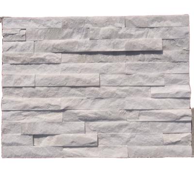 China Modern White Color Wall Panels Decorative Stone With 15x60x1-2cm Split Exterior Cladding Register /snow-white/stacked stone for sale