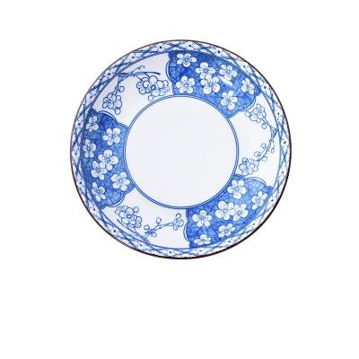 China RTS Viable Monochromesk Chinese Style Plum Blossom 8 Inch Ceramic Dish Deep Dish for sale