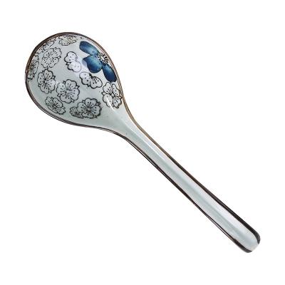 China Sustainable Japanese High - Temperature - Fired Under 17 Cm Porcelain Glazed Hand Painted Soup Spoon for sale