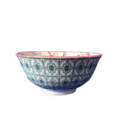 China Brief Viable Style 6.25 Inch Porcelain Noodle Bowl Ceramic Collar Bowl for Home and Restaurant for sale