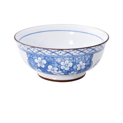 China RTS's Viable Monochromesk Chinese style Plum Blossom Ceramic Bowl 8 inch - tall - foot soup bowl for sale