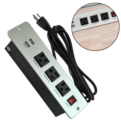 China USA Professional 3 Pin Power Strip Table Extension Power Strip Desktop Socket Residential/Multi-Purpose for Conference/Office for sale