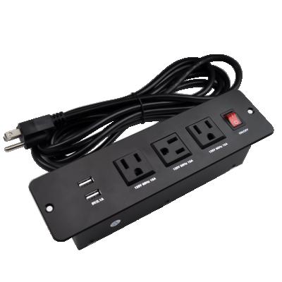 China USA Residential / General Purpose 3 Pin Power Strip Professional Desktop Socket For Hotel for sale