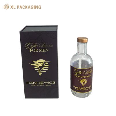 China Custom Blue Paper Cardboard Rigid Boxes Book Shape Whisky Alcohol Drink Wine Packaging Gift Box With Magnet Closure for sale