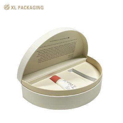 China Customized Embossing LOGO Semi-Circle Half Round Shape Cosmetic Packaging Box With EVA Foam Tray for sale