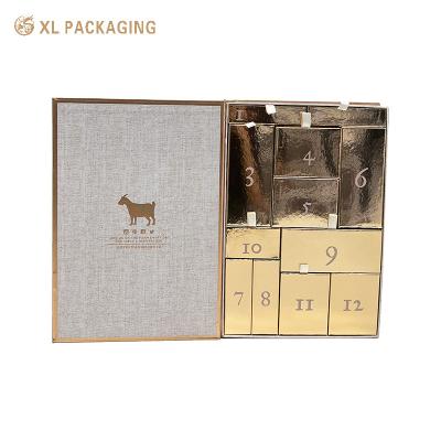 China Customize Advent Calendar SkinCare Box 12 Drawer Cream Lipstick Perfume Cosmetic Advent Calendar Box Gift Paper Board for sale