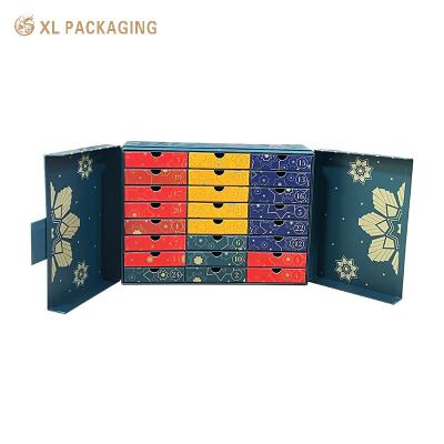 China 24 Drawer Advent Calendar Packaging Box Tea Hot Coffee Chocolate Bag Advent Calendar for sale