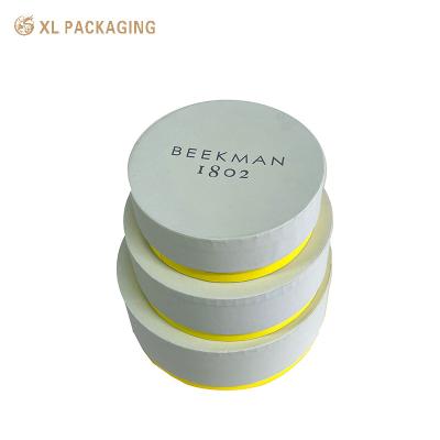 China Round Paper Packaging Tubes Cylinder 3 Piece Gift Box Set For Festival Wedding Gifts for sale