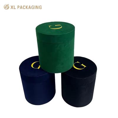 China Luxury Color Velvet Round Dry Flower Box Rose Gift Boxes Valentine'S Day Round Cylinder Packaging Velvet Flower Tube for sale