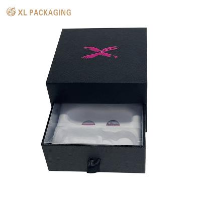 China Custom Logo Paper Black Perfume Box Packaging Empty Perfume Boxes 2 Layers Drawer Cosmetic Gift Box for sale