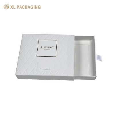 China Kraft Paper Folding Perfume Box White Drawer Fragrance Paper Box Packaging With Handle for sale