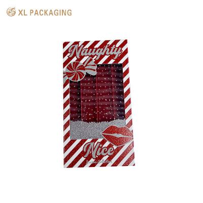 China Red Cosmetic Lip Gloss Lipstick Packaging Box Paper Glitter Slide Drawer Box Packaging for sale