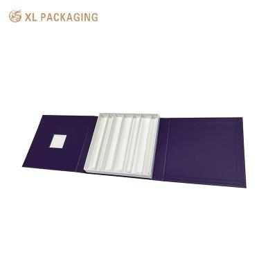 China Rigid Purple Chocolate Gift Packing Box Dessert Holding Magnetic Closure Gift Box for sale