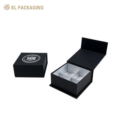 China 4 Piece Black Chocolate Paper Box Magnetic Closure Chocolate Box Gift Packaging for sale