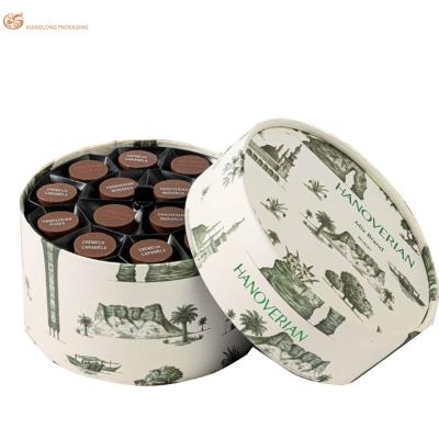 China Recycle Chocolate Paper Box Round Luxury Chocolate Gift Box Packaging Logo Printed for sale