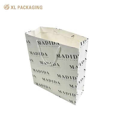 China Paper Bag Coated Paper White Color for Clothes Mall Shipping Bag Full Printing Shoes Packaging Hand Bag for sale