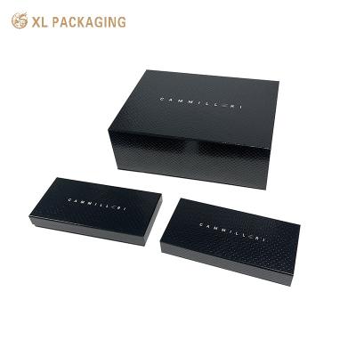 China Black Rigid Folding Wedding Paper Gift Box With Magnetic Lid Hard Cardboard for sale