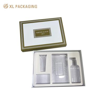 China Custom Design Paper Box Skin Care Set Packaging High Quality Cosmetic Box Different Styles With Blister Tray for sale