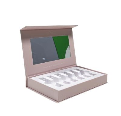 China Custom Cosmetic Packaging Boxes SkinCare Set Box With Magnet Closure Card Paper Flocking Tray Holder Box for sale