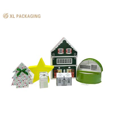 China Custom Empty Cosmetic Advent Calendar Box Christmas Tree Shape Small Drawer Gift Packaging Box for sale