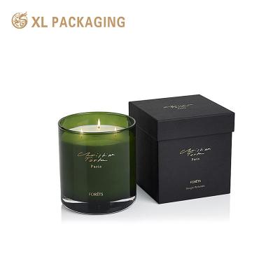 China Luxury Black Candle Box Cosmetic Lid And Base Box Paper Box Packaging For Candle for sale