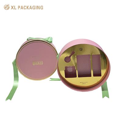 China Gold Foil Printing Luxury Texture Paper Cosmetics Candle Soap Box Lid And Base Box With Ribbon for sale