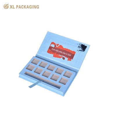 China Luxury Embossing Logo Soft Touch Lamination Fashion Face Eye Shadow Palette Paper Packaging Box With Mirror for sale