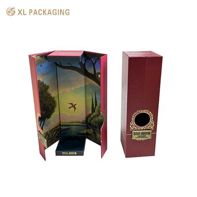 China Custom Elegant Whisky Wine Box Double Door Magnet Cardboard Wine Gift Box Packaging With Logo for sale