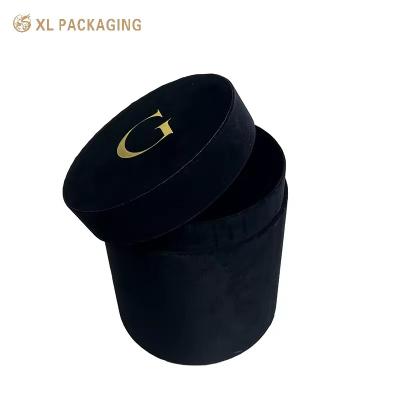 China Custom Velvet Round Tube Wedding Flower Box Cylinder Luxury Rose Flower Gift Box For Flower for sale