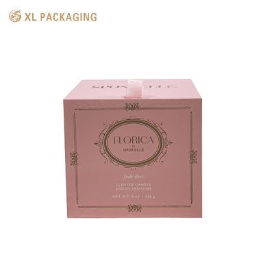 China Custom Printed Luxury Pink Candle Gift Boxes Hard Cardboard Gift Box For Candles for sale