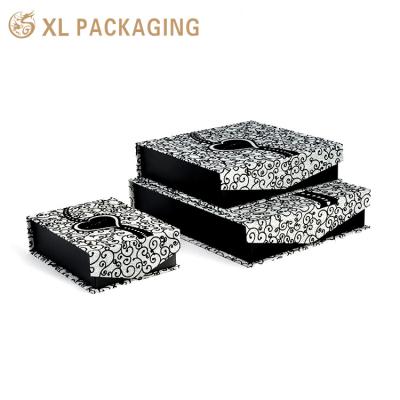 China Aanpassingsmaat Geaccepteerd Zwart Kleur Papier Sieraden Doos Magnetisch Papier Geschenk Sieraden Doos Eco-vriendelijke Sieraden Doos Verpakking Te koop