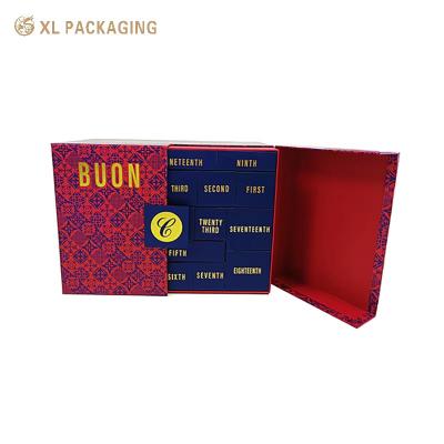 China Customized 24 Drawers Christmas Advent Calendar Cosmetic Luxury Gift Paper Box And Packaging Gift Box for sale