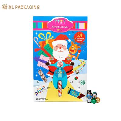 China Custom Design Christmas Cosmetic Advent Calendar Box 24 Days Calendar Paper Packaging Chocolate Cookies Candy Gift Box for sale