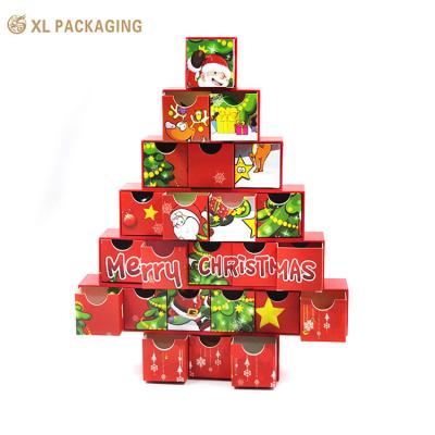 China Luxury Custom Christmas Mystery Paper Gift Advent Calendar Box Surprised Cosmetic Mystery Boxes With Jolly Packaging for sale