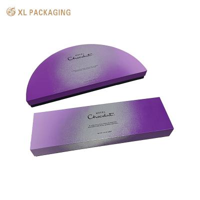 China Luxury Chocolate Paper Box Candy Nuts Gift Packaging Silver Foil Semicircle Chocolate Box for sale