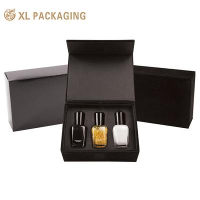 China Custom Logo Gel Nail Bottle Gift Box Packaging Magnetic Nail Polish Paper Box With Tray for sale