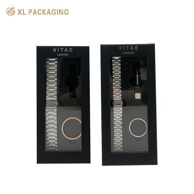 China Black Paper Watch Storage Box Packaging Box with Low MOQ and Customization for sale