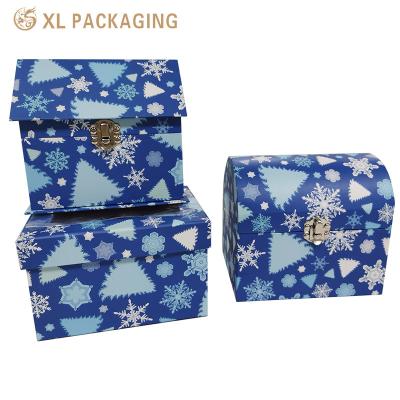 China Custom Design Holiday House Shape Box With Metal Lock , Rigid Paperboard Gift Paper Box for sale