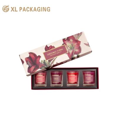 China Recyclable Full Color Printing Folding Paper Box Essential Oil Candle Gift Box Cardboard Candle Jar Packaging Box With Insert for sale