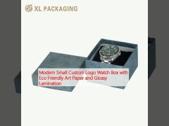 Modern Small Custom Logo Watch Box with Eco Friendly Art Paper and Glossy Lamination