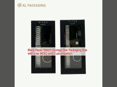 Black Paper Watch Storage Box Packaging Box with Low MOQ and Customization