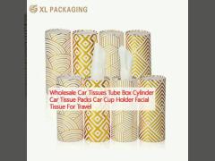 Wholesale Car Tissues Tube Box Cylinder Car Tissue Packs Car Cup Holder Facial Tissue For Travel