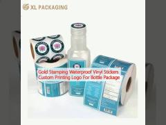 Gold Stamping Waterproof Vinyl Stickers Custom Printing Logo For Bottle Package