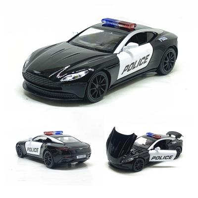 China Toy Oem Customized 1:32 Aston Martin Db 11 Police Car Diecast Sound And Light Pull Back Door Simulation Alloy Model Collection for sale