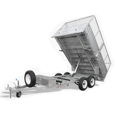 China Car Trailer Hot Dip Galvanized Steel Farm Cage Tipping Semi Trailer for sale