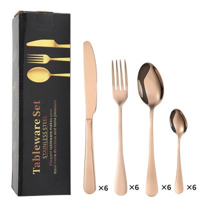 China Amazon Hit Kitchen Accessories Stocked Flat Dinnerware Sets 24 PCS Dinnerware Set For Wedding Party Knife And Spoon Set for sale